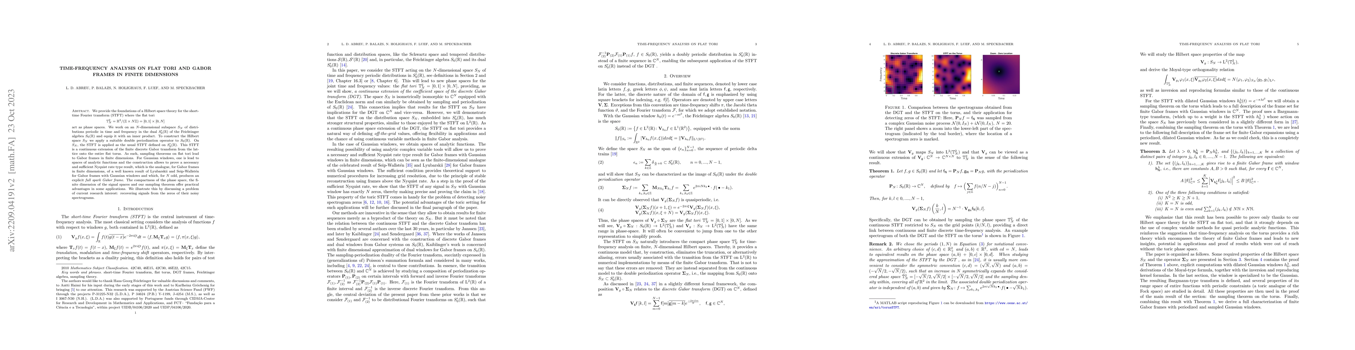 Thumbnail for Time-frequency analysis on flat tori and Gabor frames in finite
  dimensions
