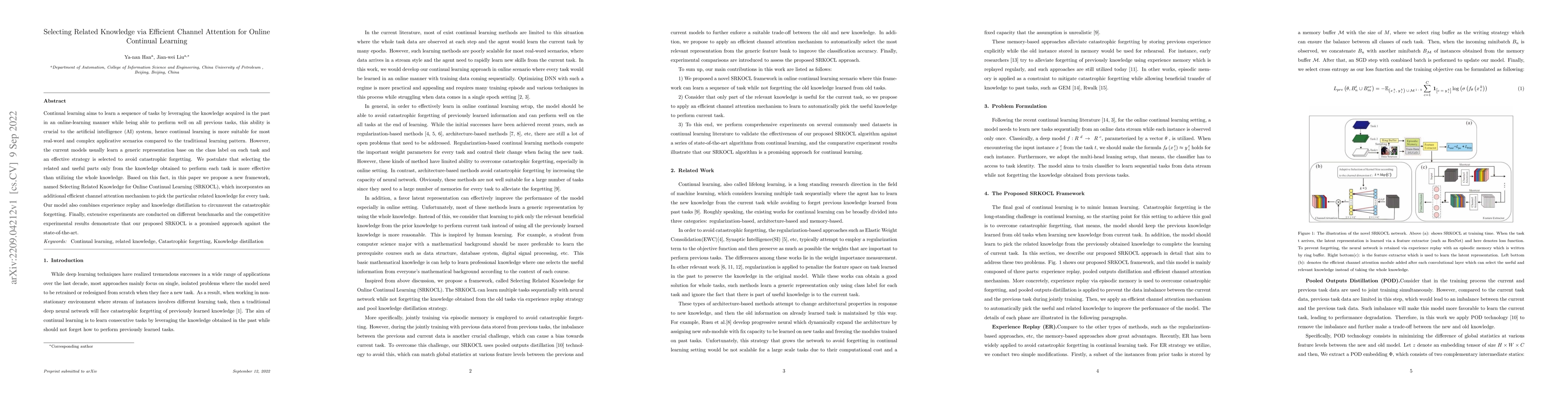 Thumbnail for Selecting Related Knowledge via Efficient Channel Attention for Online
  Continual Learning