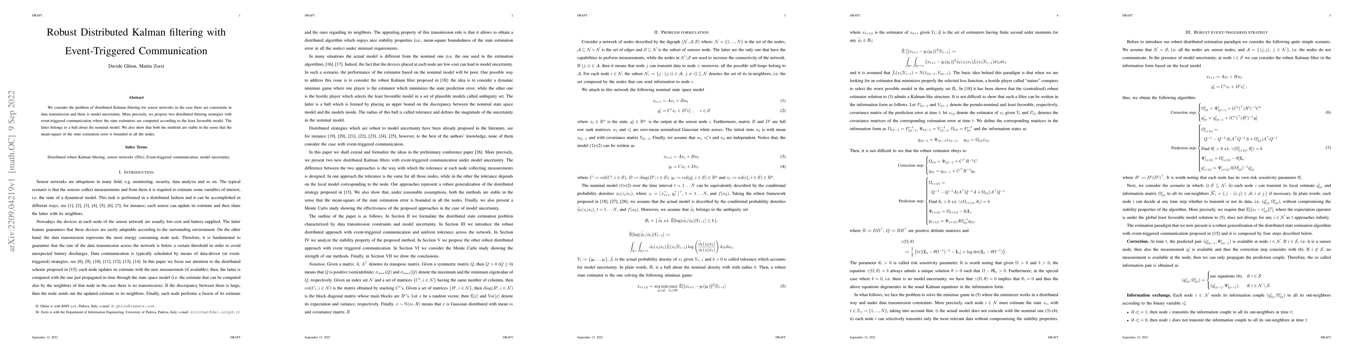 Thumbnail for Robust Distributed Kalman filtering with Event-Triggered Communication