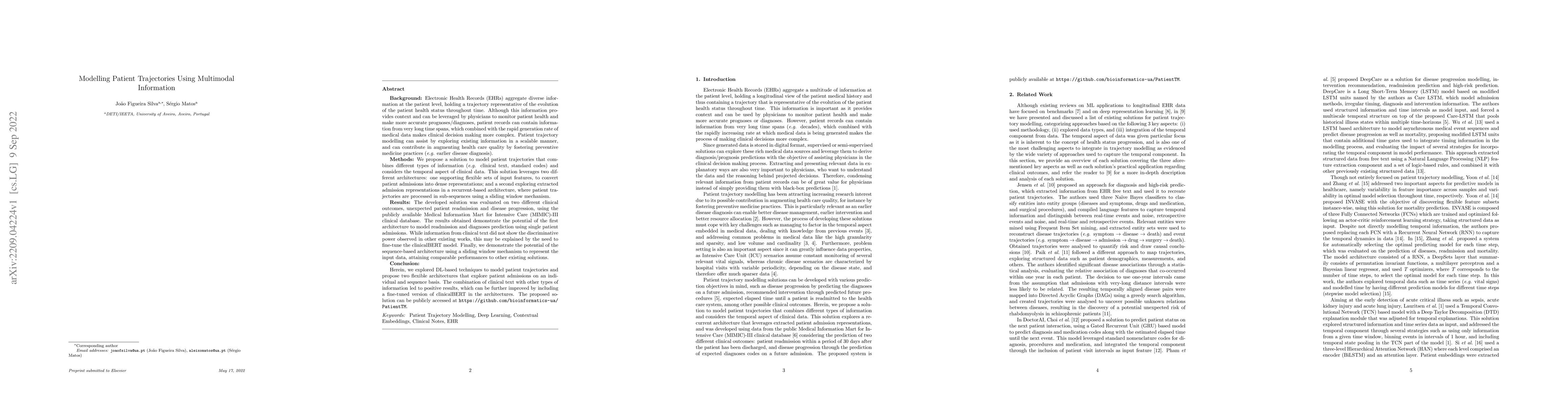 Thumbnail for Modelling Patient Trajectories Using Multimodal Information