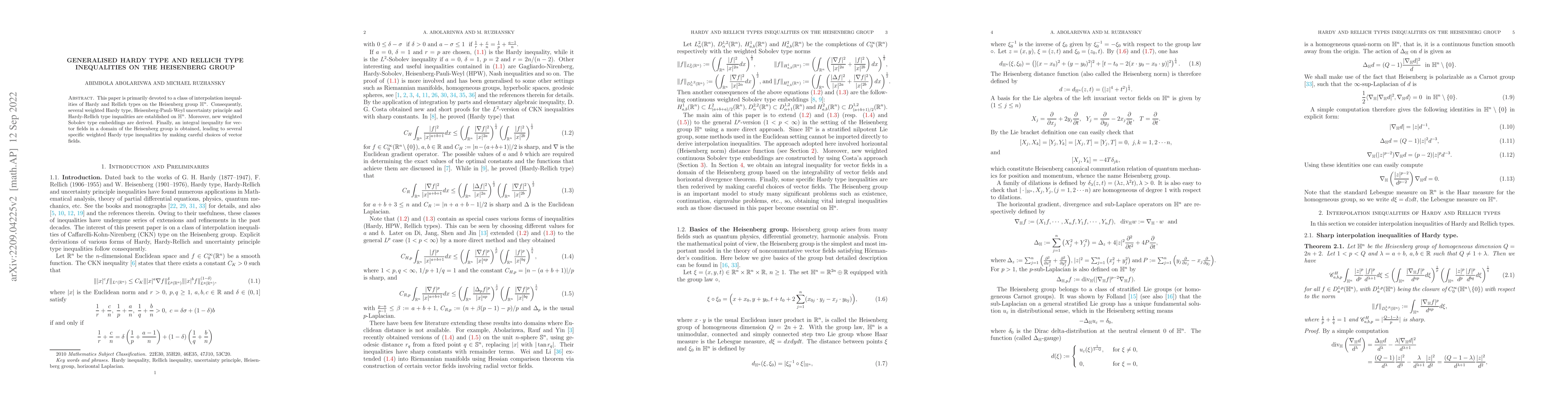 Thumbnail for Generalised Hardy type and Rellich type inequalities on the Heisenberg
  group