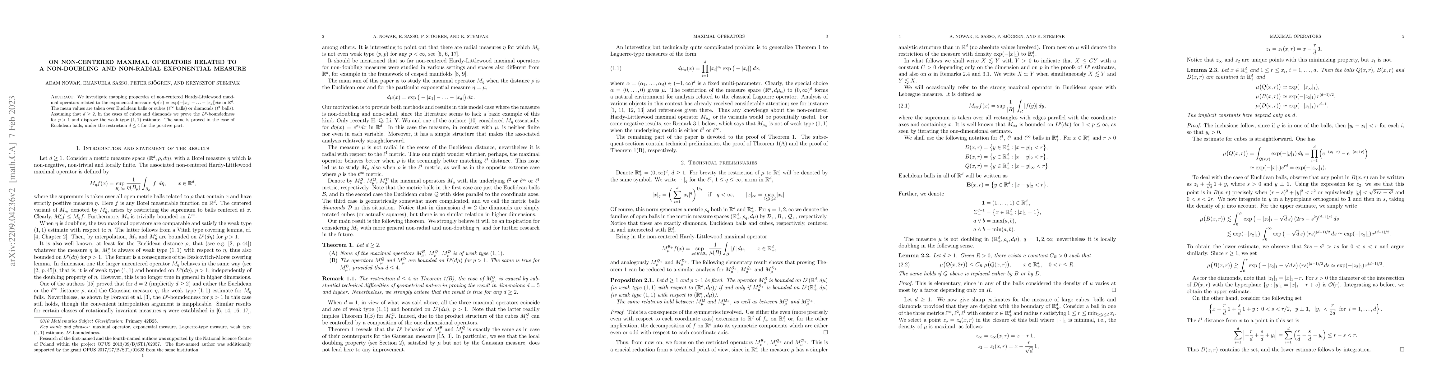 Thumbnail for On non-centered maximal operators related to a non-doubling and
  non-radial exponential measure