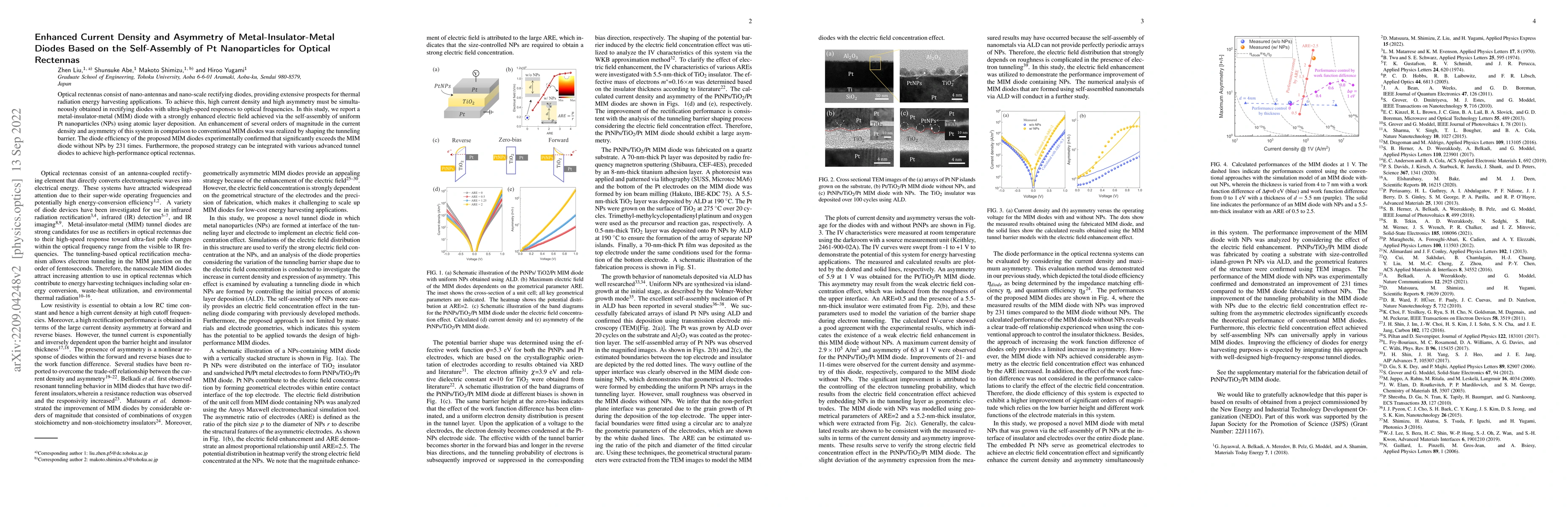 Thumbnail for Enhanced Current Density and Asymmetry of Metal-Insulator-Metal Diodes
  Based on the Self-Assembly of Pt Nanoparticles for Optical Rectennas