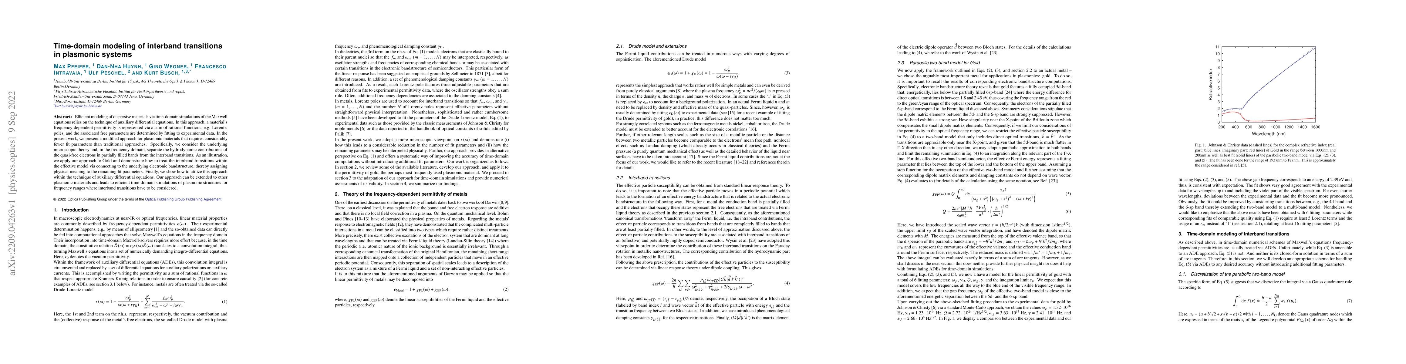 Thumbnail for Time-domain modeling of interband transitions in plasmonic systems