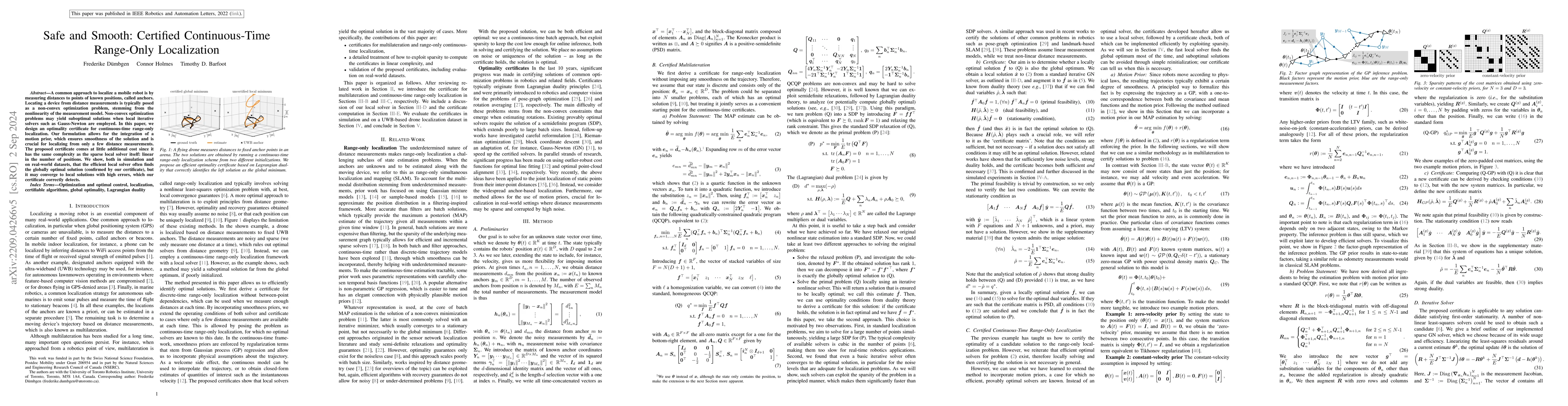 Thumbnail for Safe and Smooth: Certified Continuous-Time Range-Only Localization