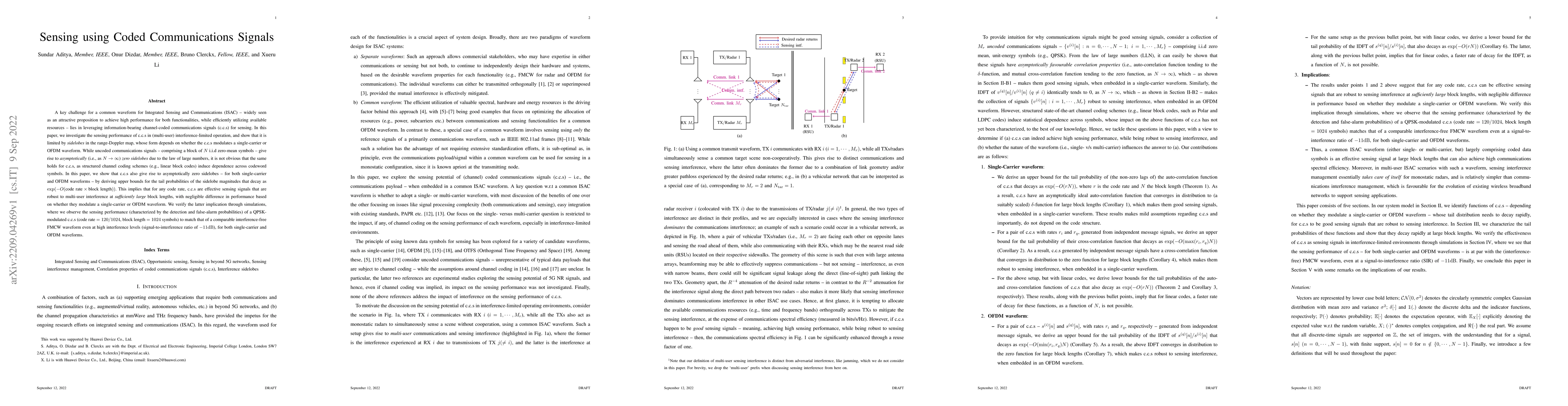 Thumbnail for Sensing using Coded Communications Signals
