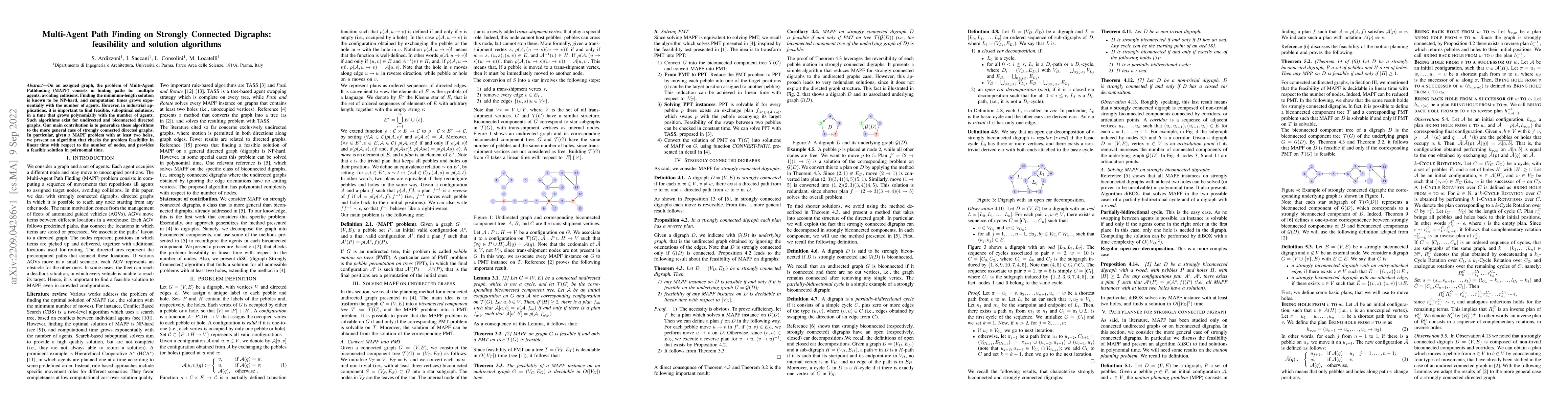 Thumbnail for Multi-Agent Path Finding on Strongly Connected Digraphs: feasibility and
  solution algorithms