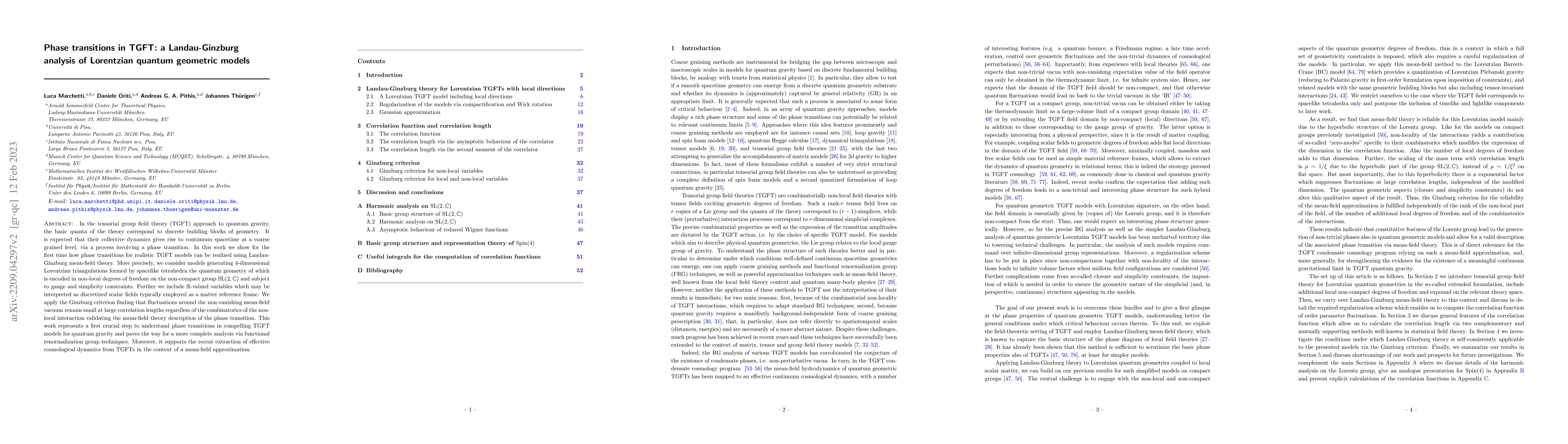 Thumbnail for Phase transitions in TGFT: a Landau-Ginzburg analysis of Lorentzian
  quantum geometric models