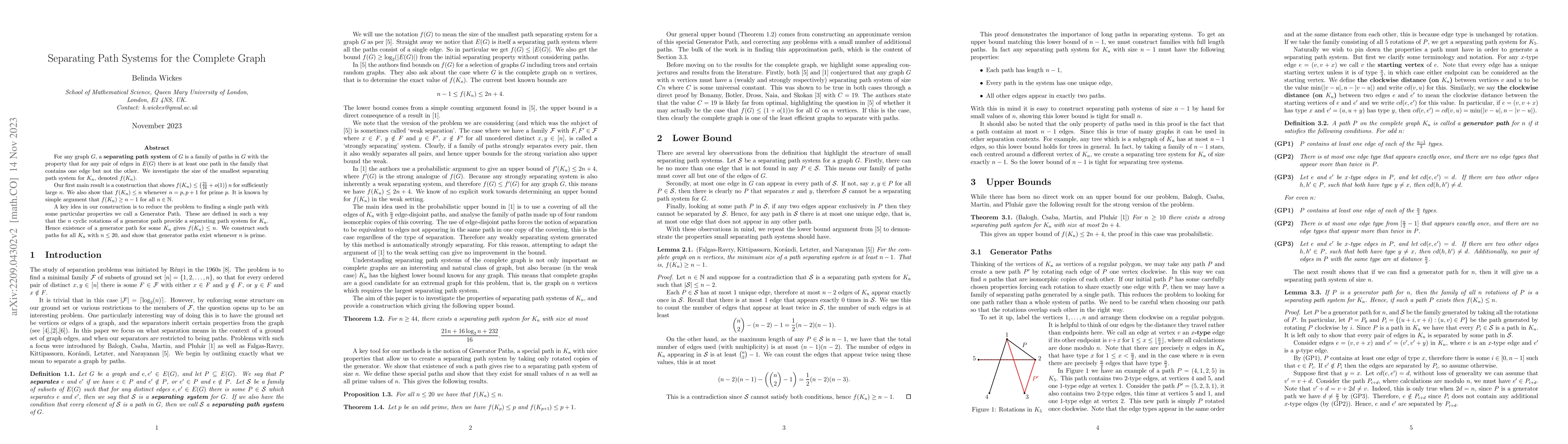 Thumbnail for Separating Path Systems for the Complete Graph