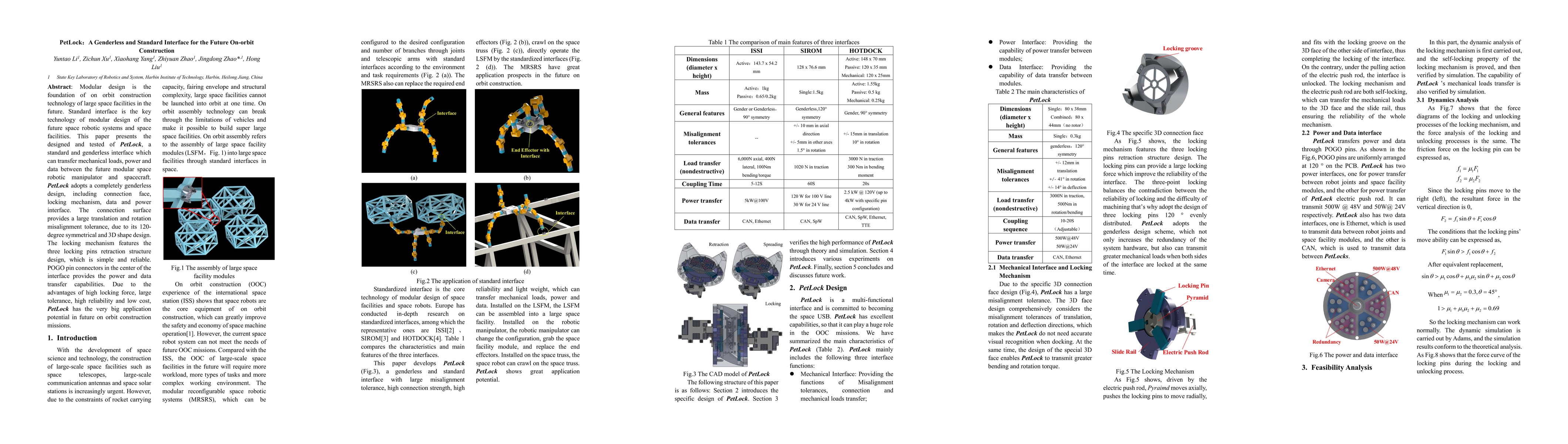 Thumbnail for PetLock:A Genderless and Standard Interface for the Future On-orbit
  Construction