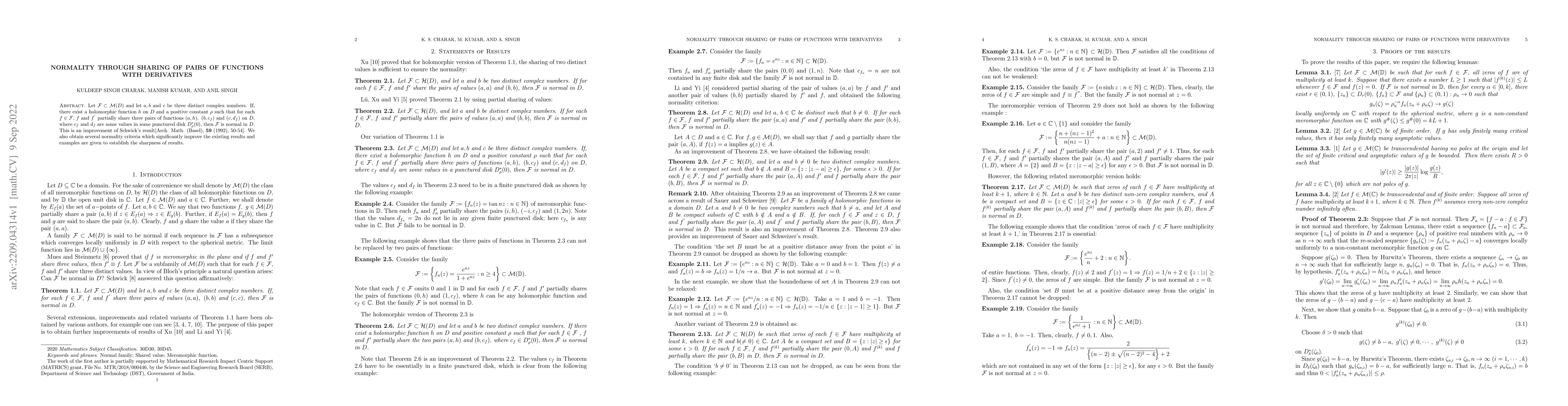 Thumbnail for Normality through sharing of pairs of functions with derivatives