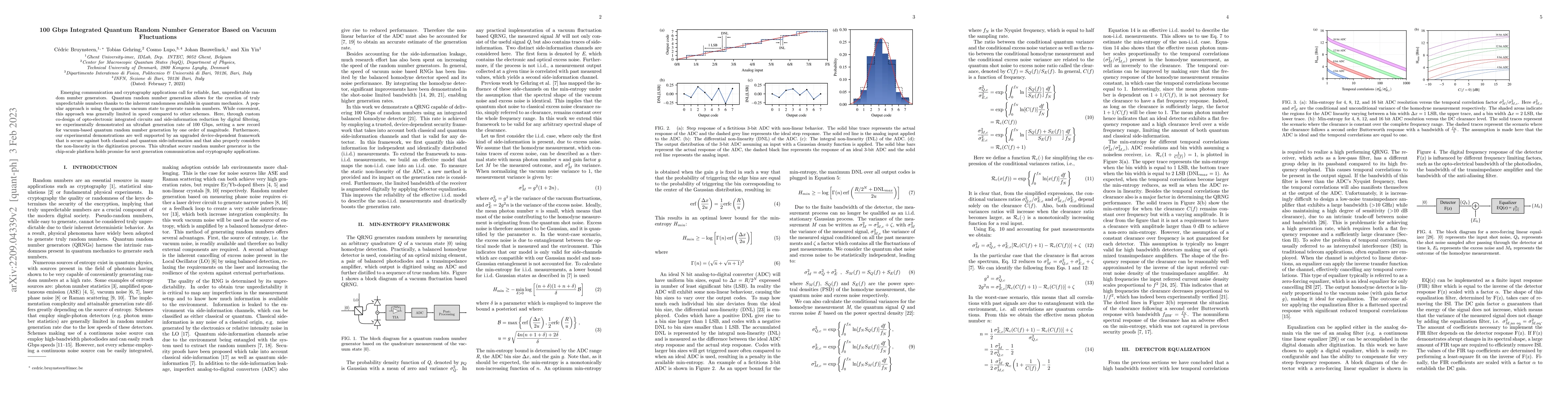 Thumbnail for 100 Gbps Integrated Quantum Random Number Generator Based on Vacuum
  Fluctuations