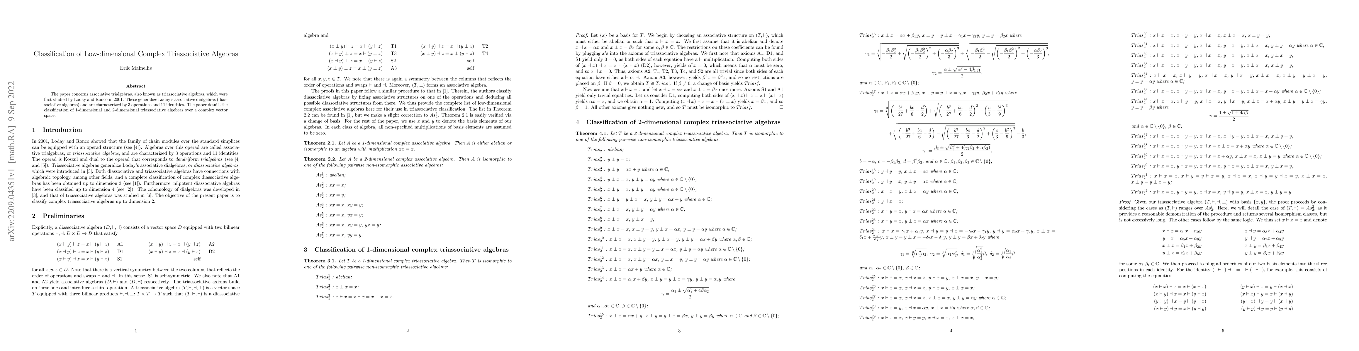 Thumbnail for Classification of Low-dimensional Complex Triassociative Algebras