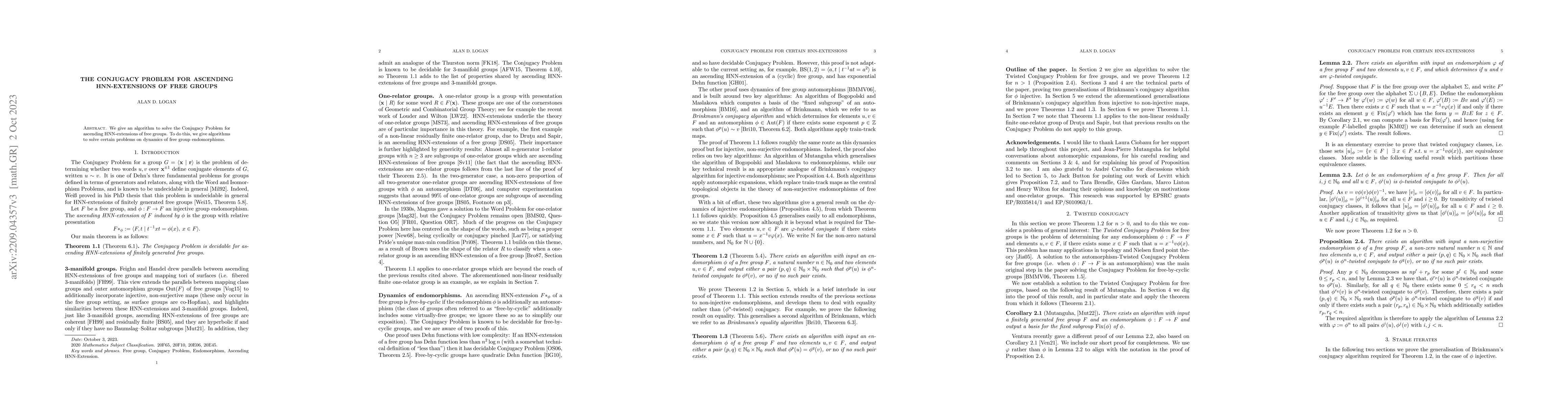 Thumbnail for The Conjugacy Problem for ascending HNN-extensions of free groups