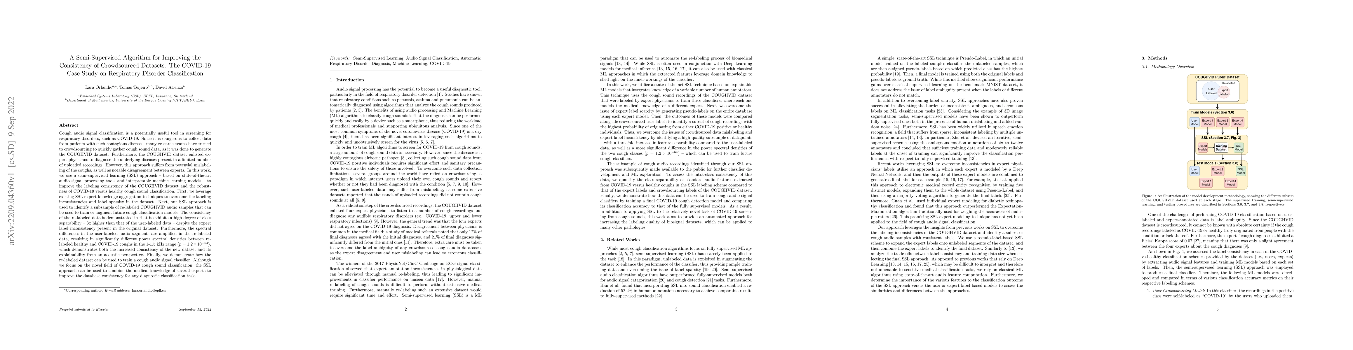 Thumbnail for A Semi-Supervised Algorithm for Improving the Consistency of
  Crowdsourced Datasets: The COVID-19 Case Study on Respiratory Disorder
  Classification