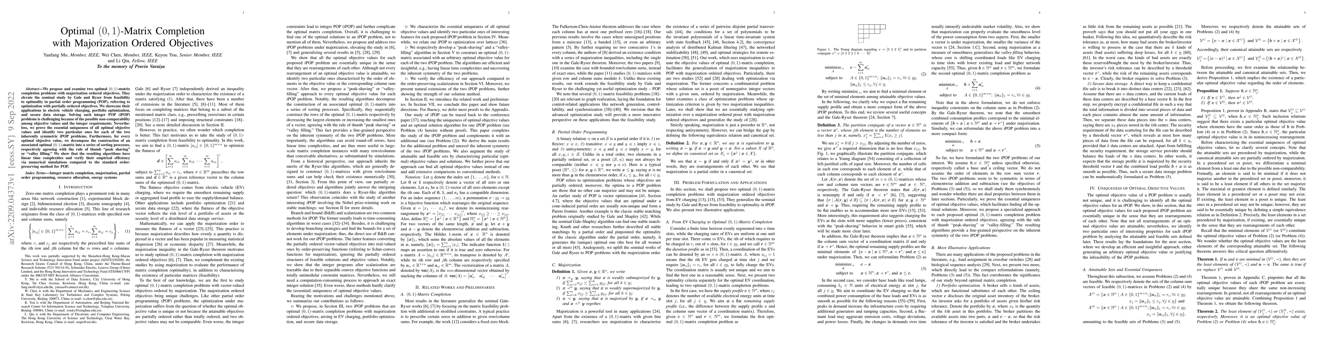 Thumbnail for Optimal $(0,1)$-Matrix Completion with Majorization Ordered Objectives
  (To the memory of Pravin Varaiya)