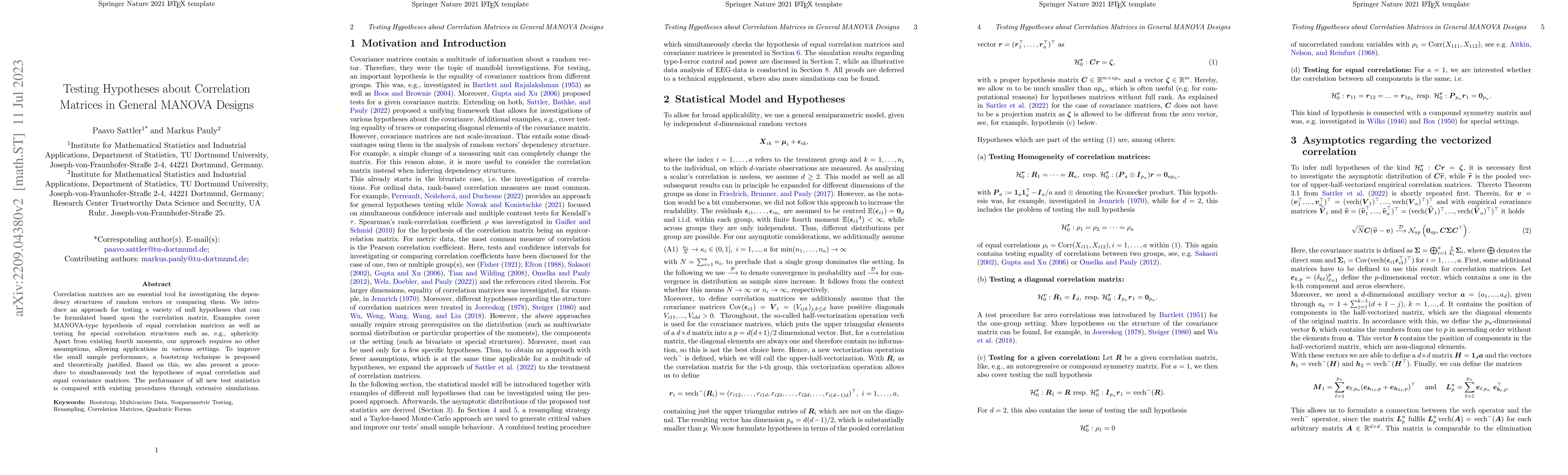 Thumbnail for Testing Hypotheses about Correlation Matrices in General MANOVA Designs