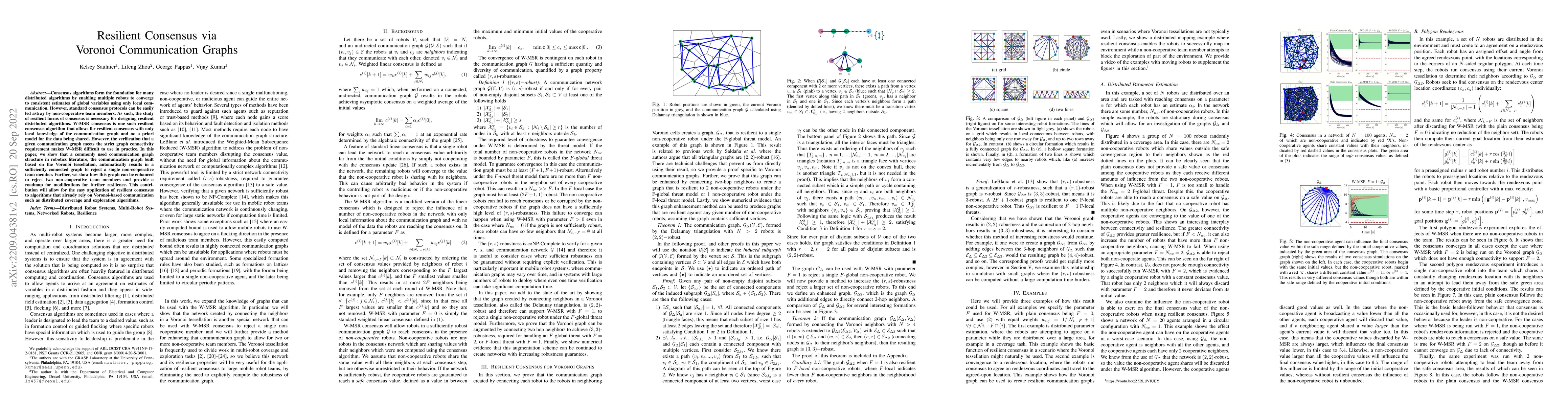 Thumbnail for Resilient Consensus via Voronoi Communication Graphs