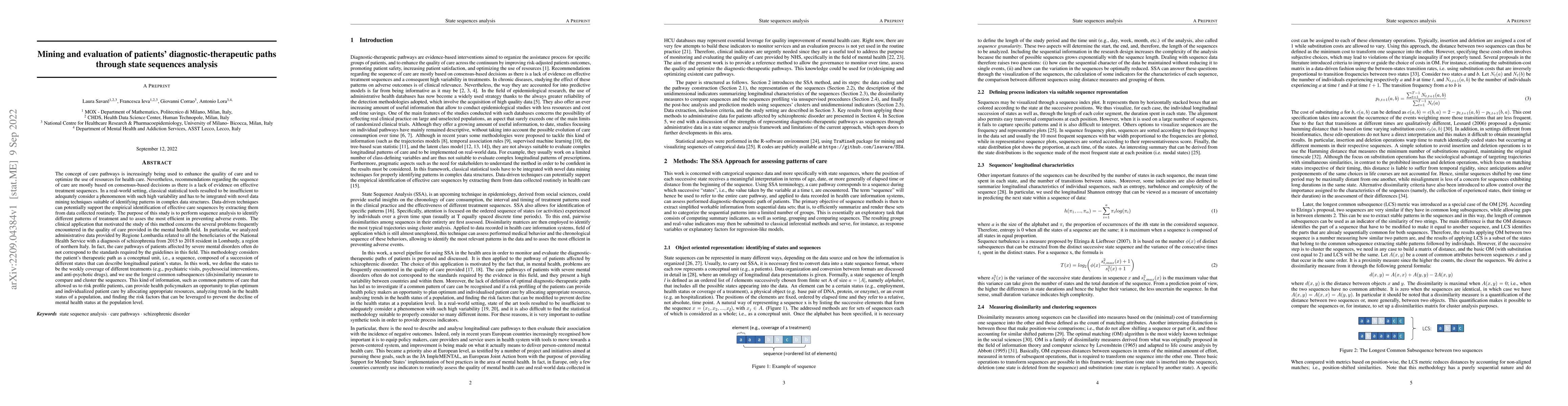 Thumbnail for Mining and evaluation of patients' diagnostic therapeutic paths through
  state sequences analysis