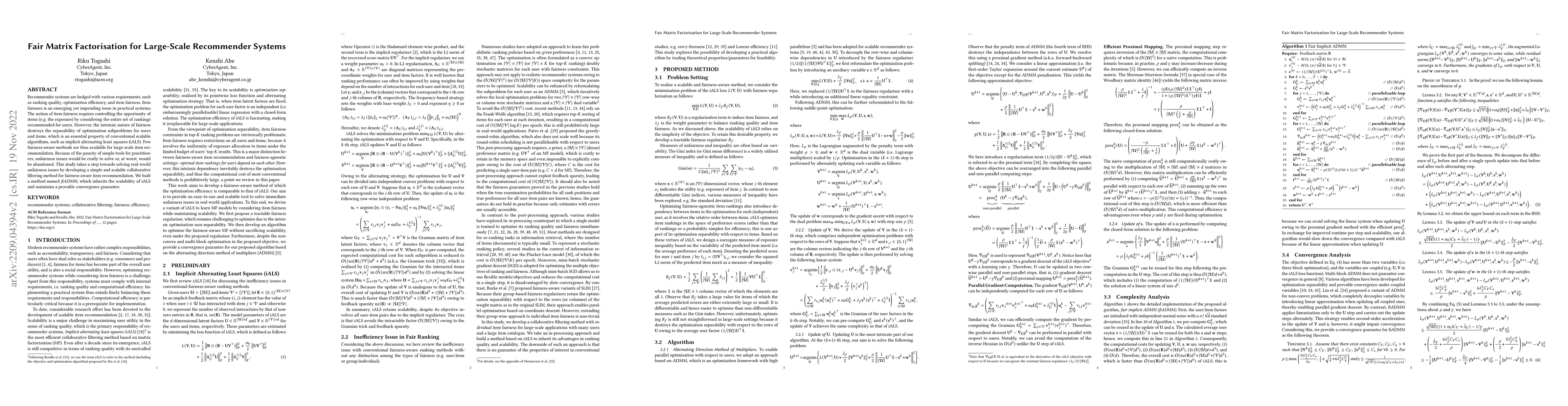 Thumbnail for Fair Matrix Factorisation for Large-Scale Recommender Systems