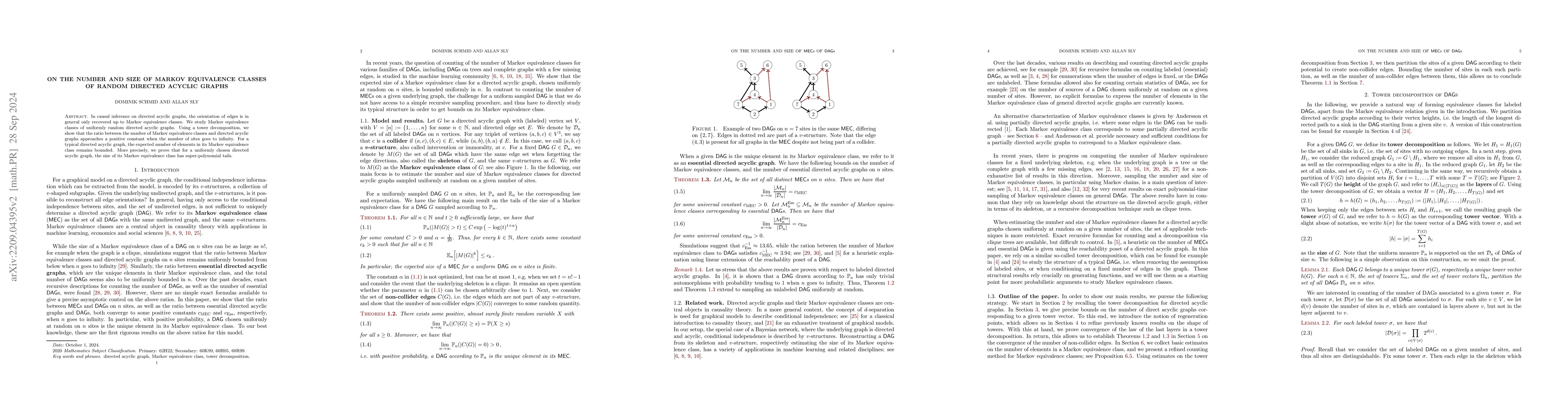Thumbnail for On the number and size of Markov equivalence classes of random directed
  acyclic graphs