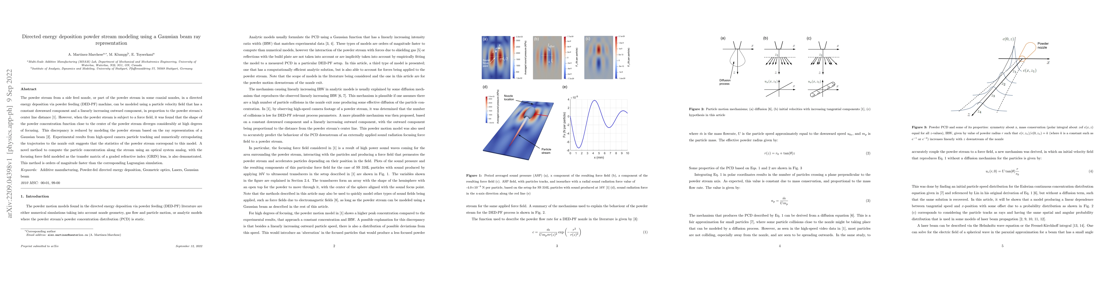 Thumbnail for Directed energy deposition powder stream modeling using a Gaussian beam
  ray representation