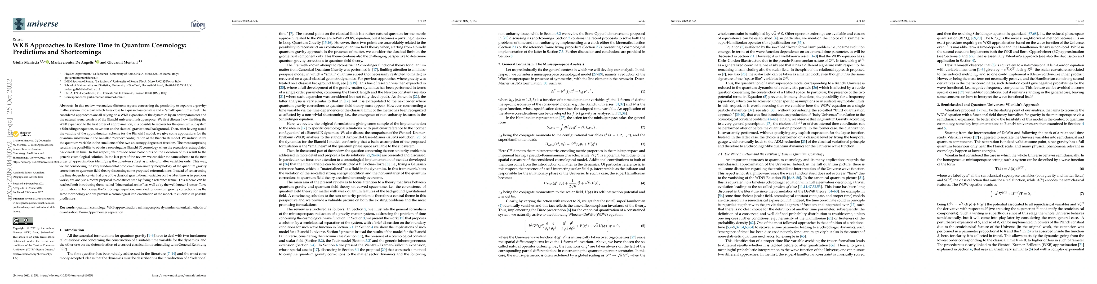 Thumbnail for WKB Approaches to Restore Time in Quantum Cosmology: Predictions and
  Shortcomings