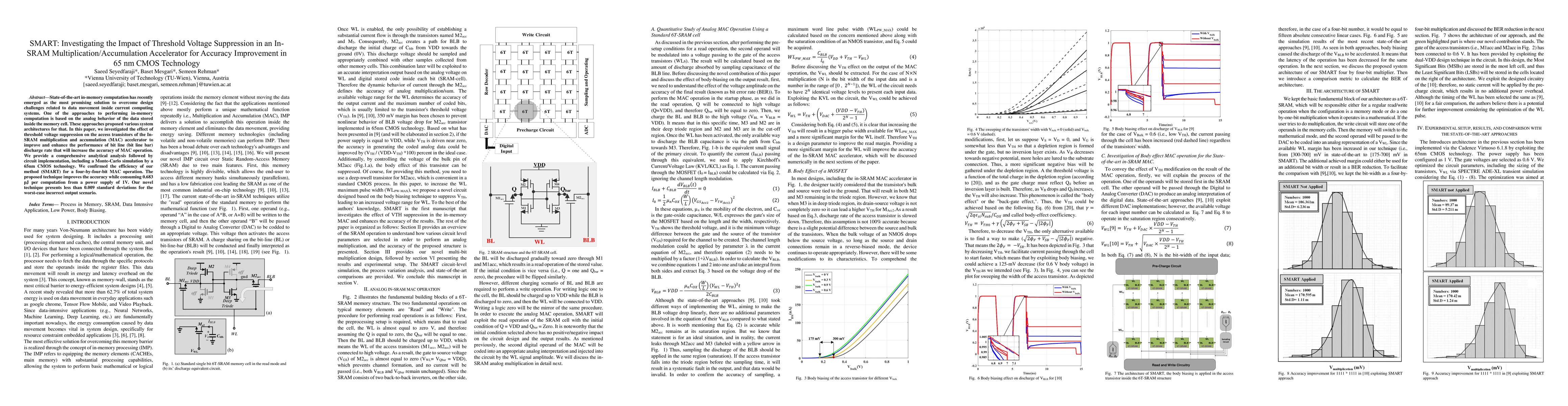 Thumbnail for SMART: Investigating the Impact of Threshold Voltage Suppression in an
  In-SRAM Multiplication/Accumulation Accelerator for Accuracy Improvement in
  65 nm CMOS Technology