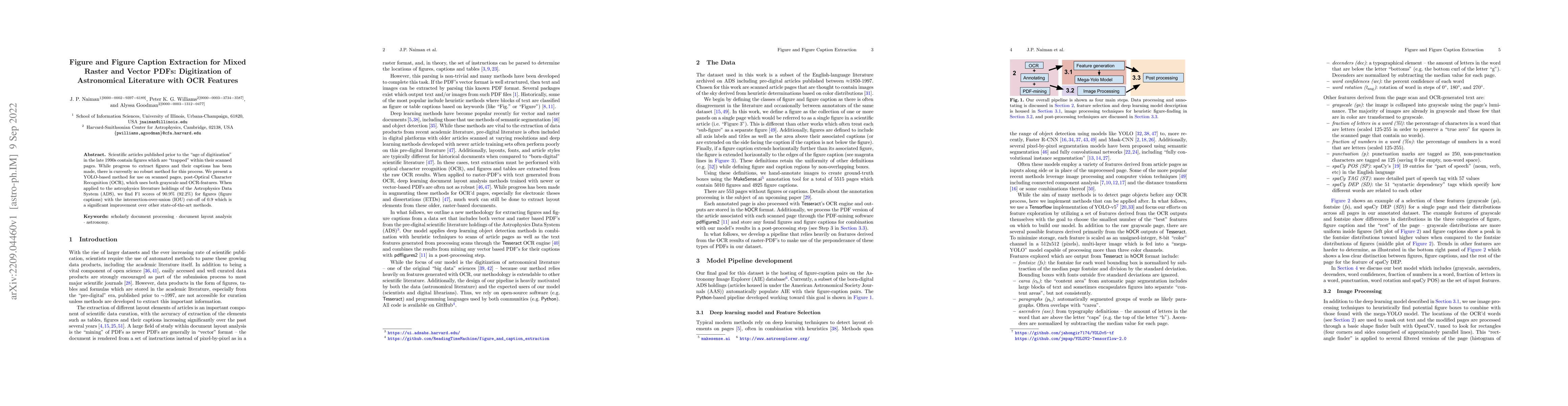 Thumbnail for Figure and Figure Caption Extraction for Mixed Raster and Vector PDFs:
  Digitization of Astronomical Literature with OCR Features