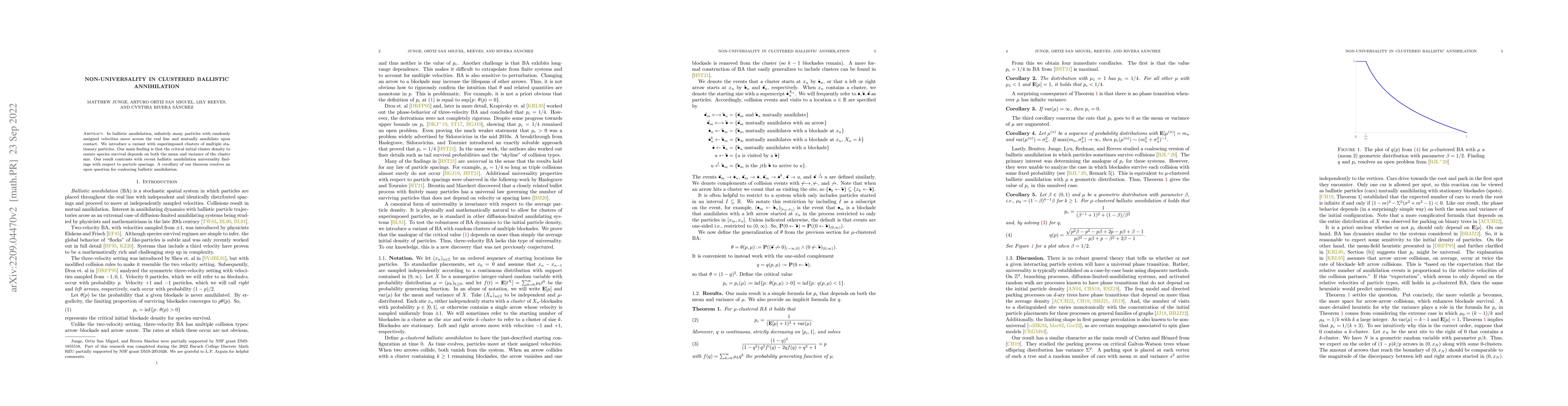 Thumbnail for Non-universality in clustered ballistic annihilation