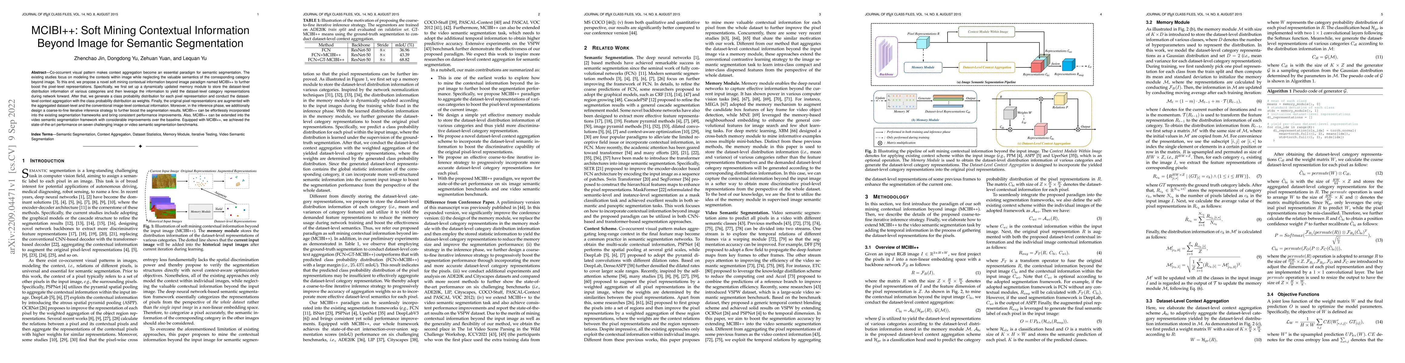 Thumbnail for MCIBI++: Soft Mining Contextual Information Beyond Image for Semantic
  Segmentation