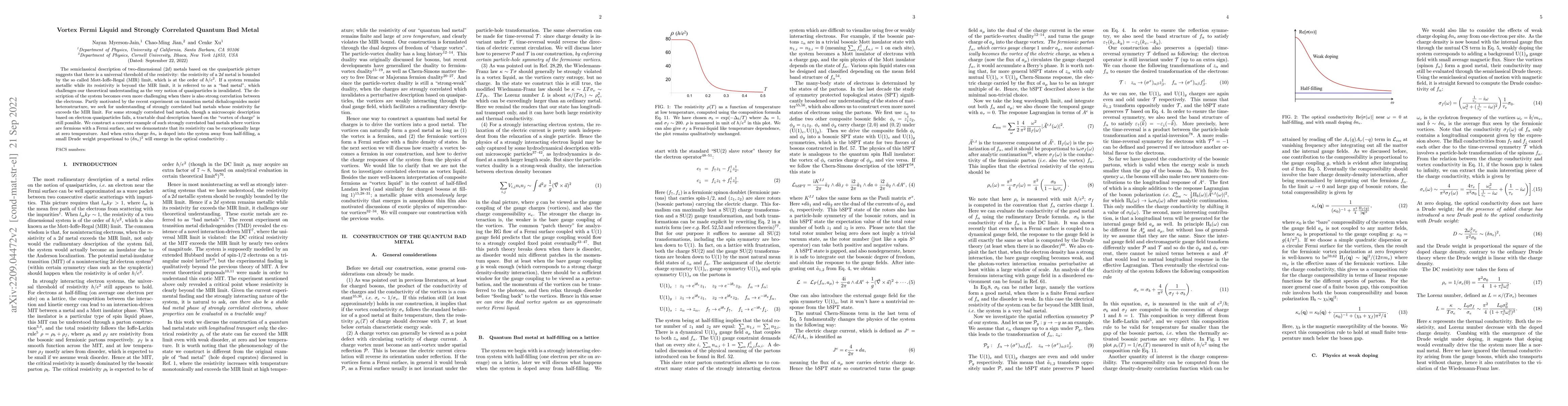 Thumbnail for Vortex Fermi Liquid and Strongly Correlated Quantum Bad Metal