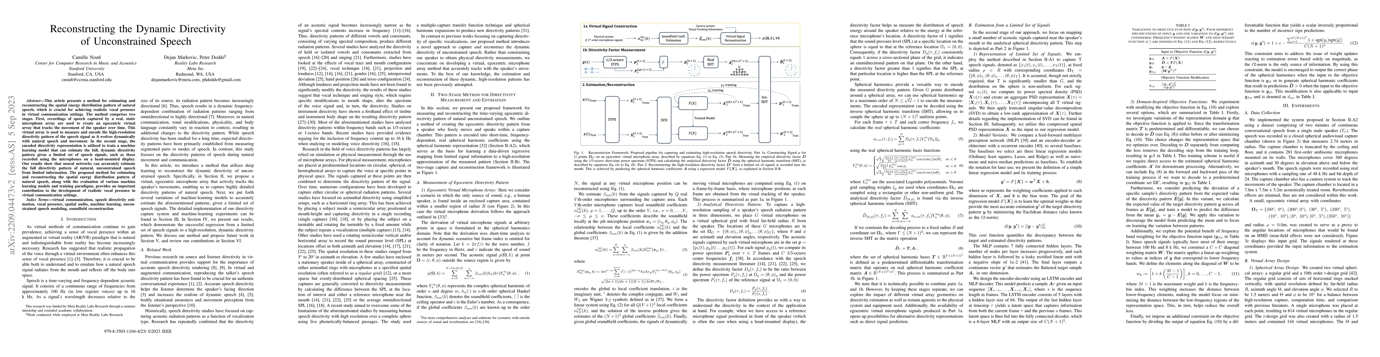 Thumbnail for Reconstructing the Dynamic Directivity of Unconstrained Speech