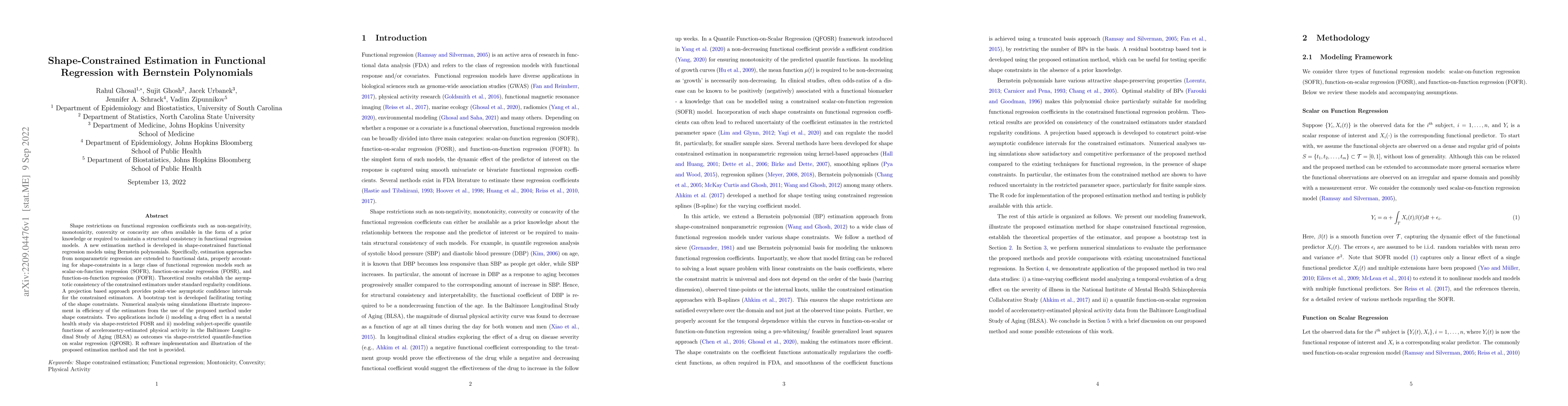 Thumbnail for Shape-constrained Estimation in Functional Regression with Bernstein
  Polynomials