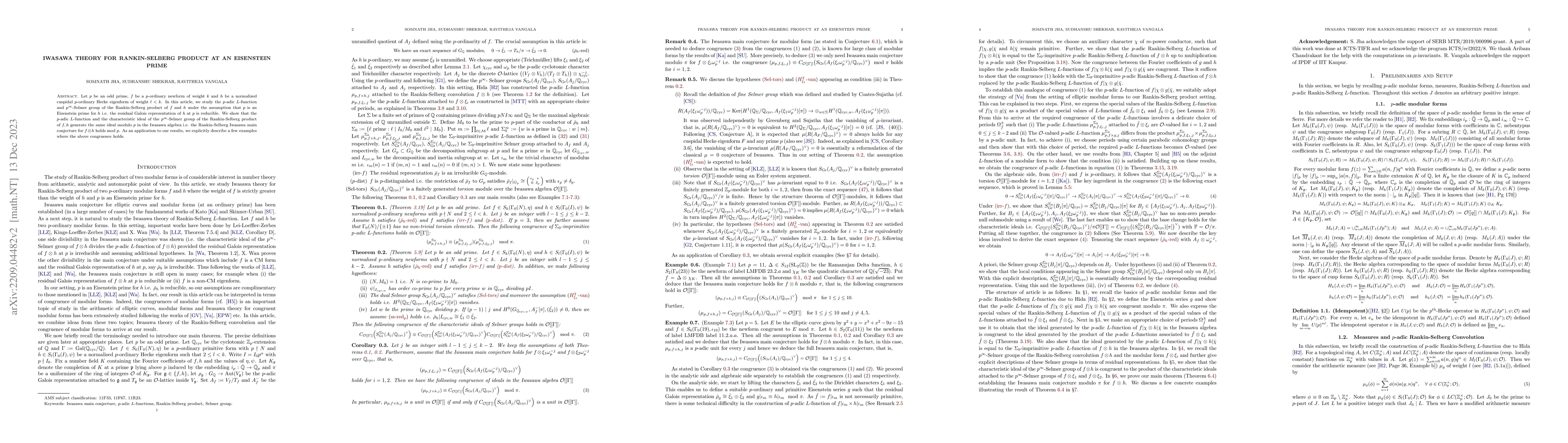 Thumbnail for Iwasawa theory for Rankin-Selberg convolution at an Eisenstein prime