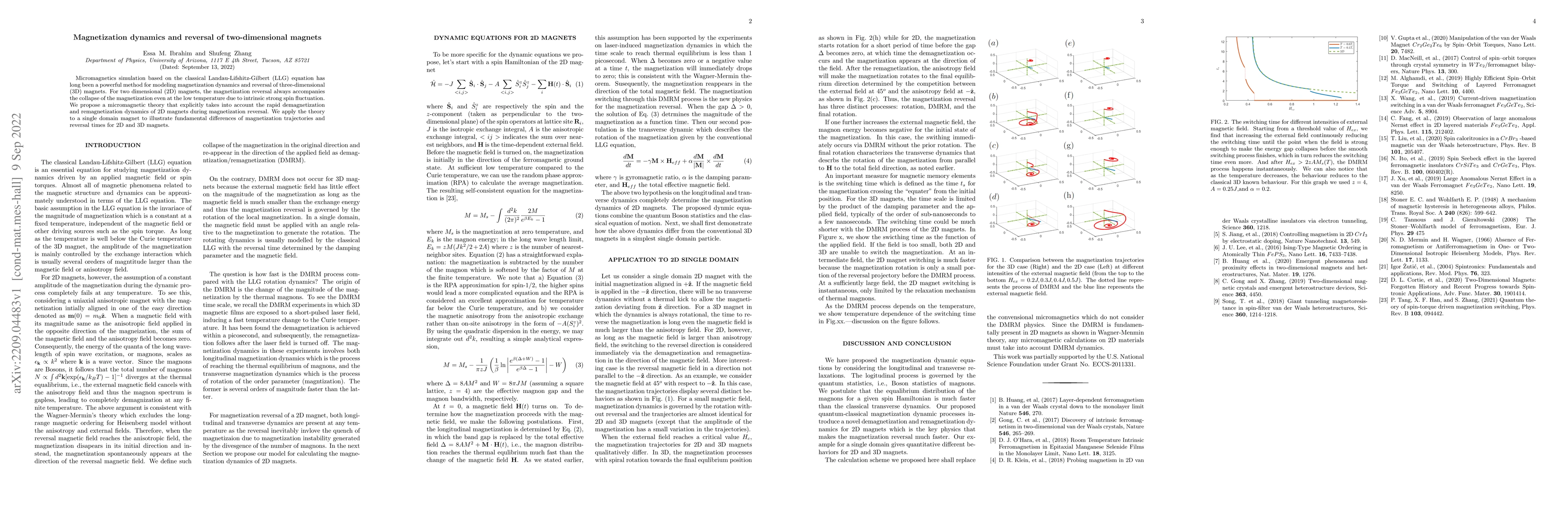 Thumbnail for Magnetization dynamics and reversal of two-dimensional magnets