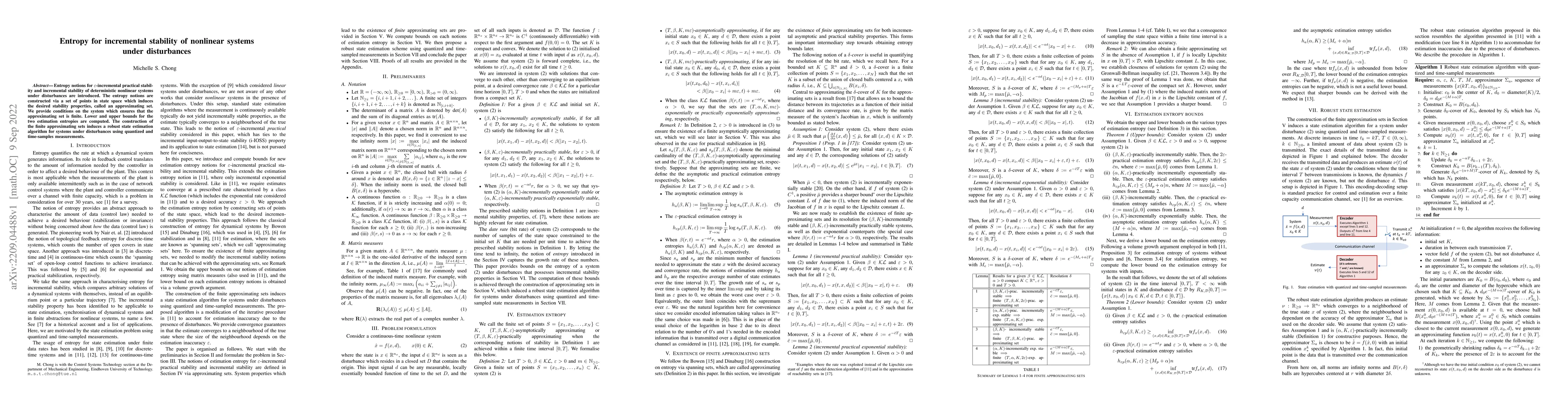Thumbnail for Entropy for incremental stability of nonlinear systems under
  disturbances