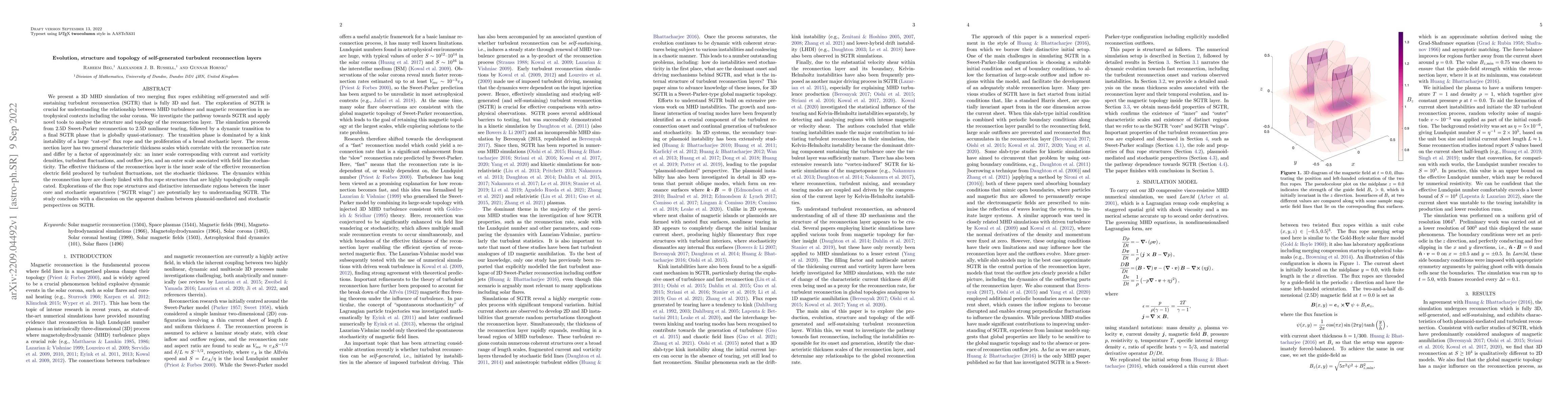 Thumbnail for Evolution, structure and topology of self-generated turbulent
  reconnection layers