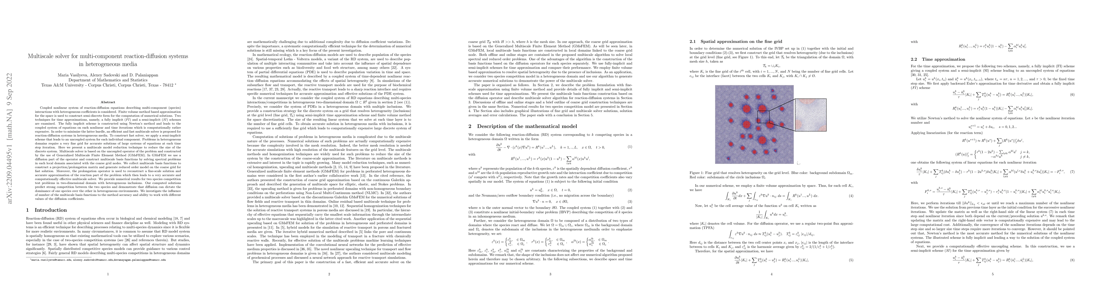 Thumbnail for Multiscale solver for multi-component reaction-diffusion systems in
  heterogeneous media
