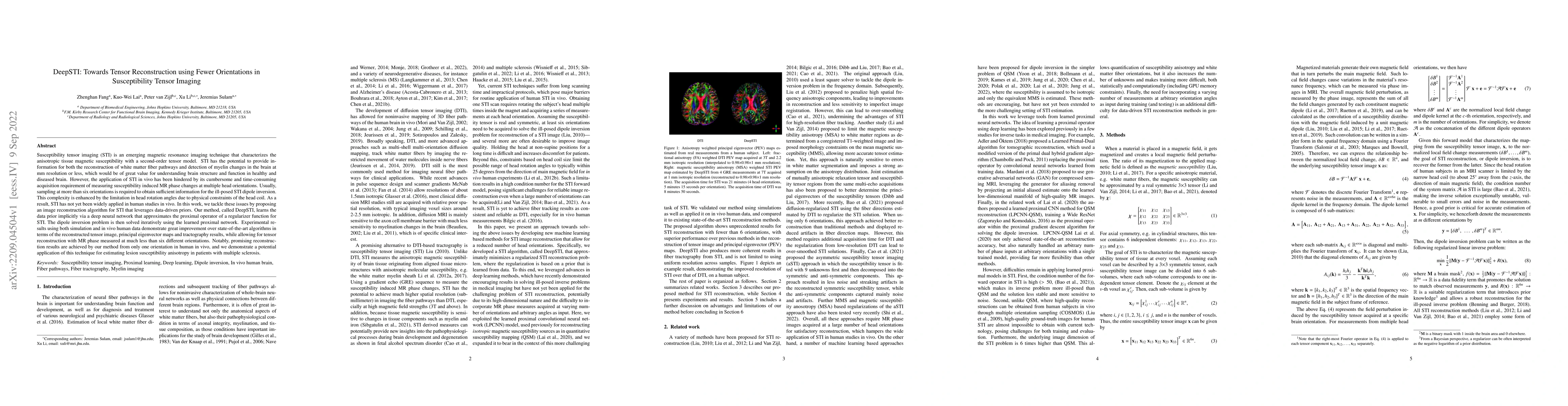 Thumbnail for DeepSTI: Towards Tensor Reconstruction using Fewer Orientations in
  Susceptibility Tensor Imaging