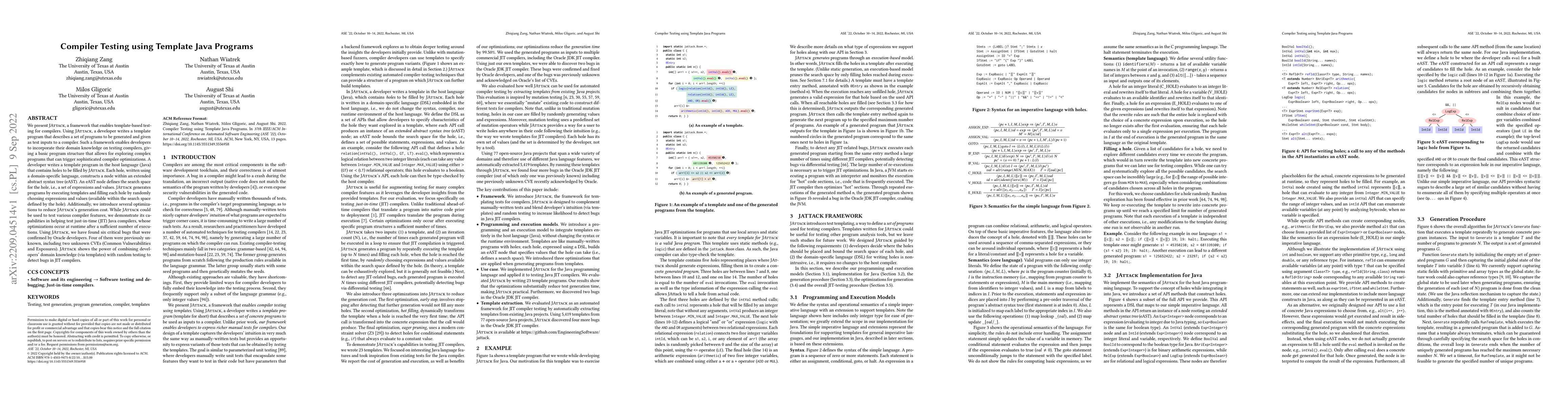 Thumbnail for Compiler Testing using Template Java Programs
