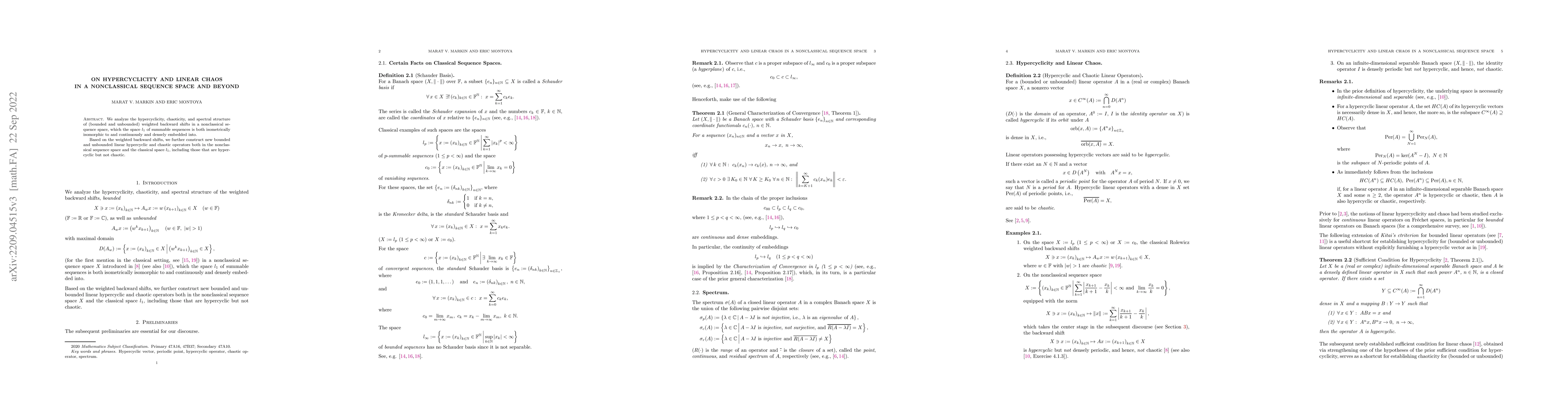Thumbnail for On hypercyclicity and linear chaos in a nonclassical sequence space and
  beyond