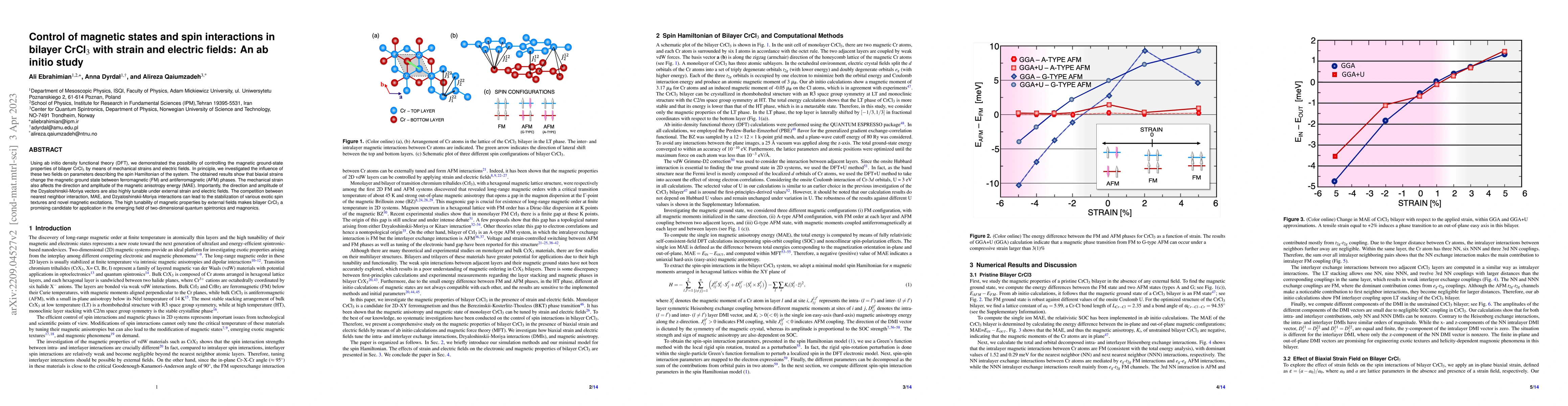 Thumbnail for Control of magnetic states and spin interactions in bilayer CrCl$_{3}$
  with strain and electric fields: an ab initio study