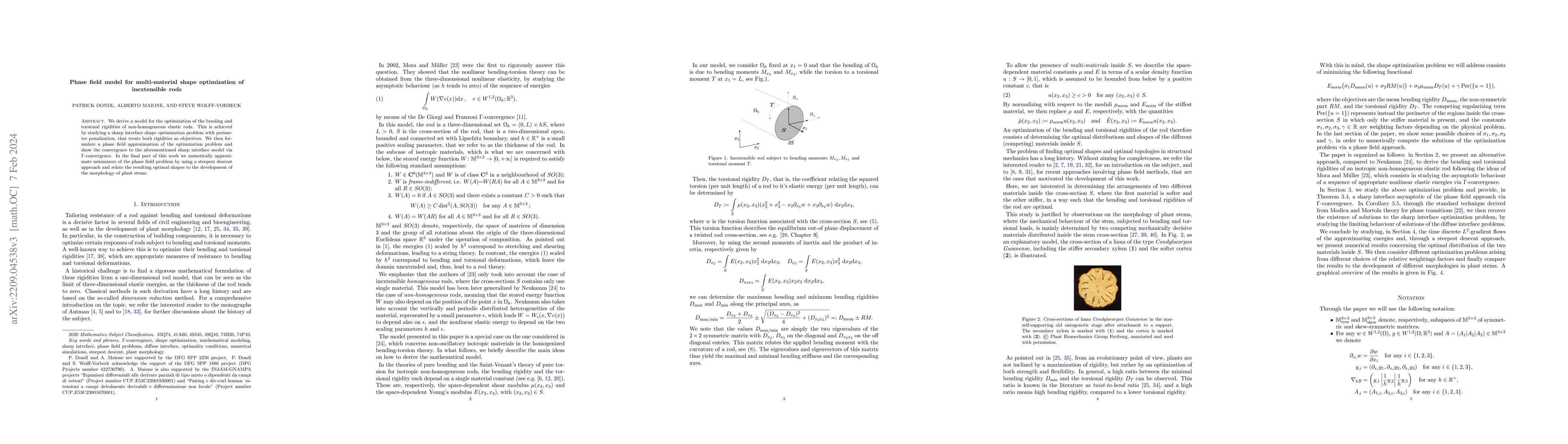 Thumbnail for Phase field model for multi-material shape optimization of inextensible
  rods