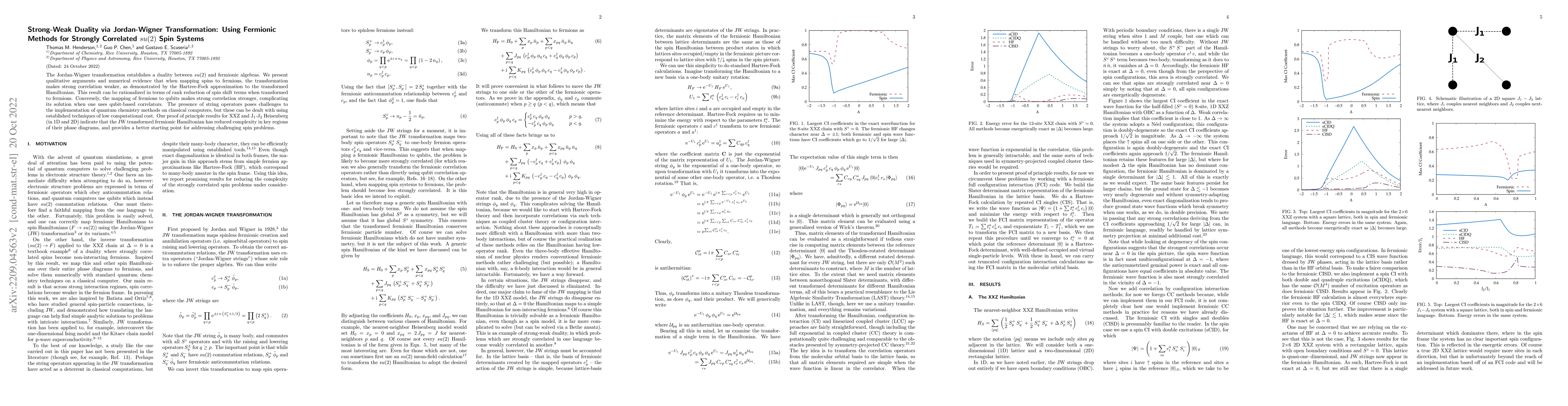 Thumbnail for Strong-Weak Duality via Jordan-Wigner Transformation: Using Fermionic
  Methods for Strongly Correlated $su(2)$ Spin Systems