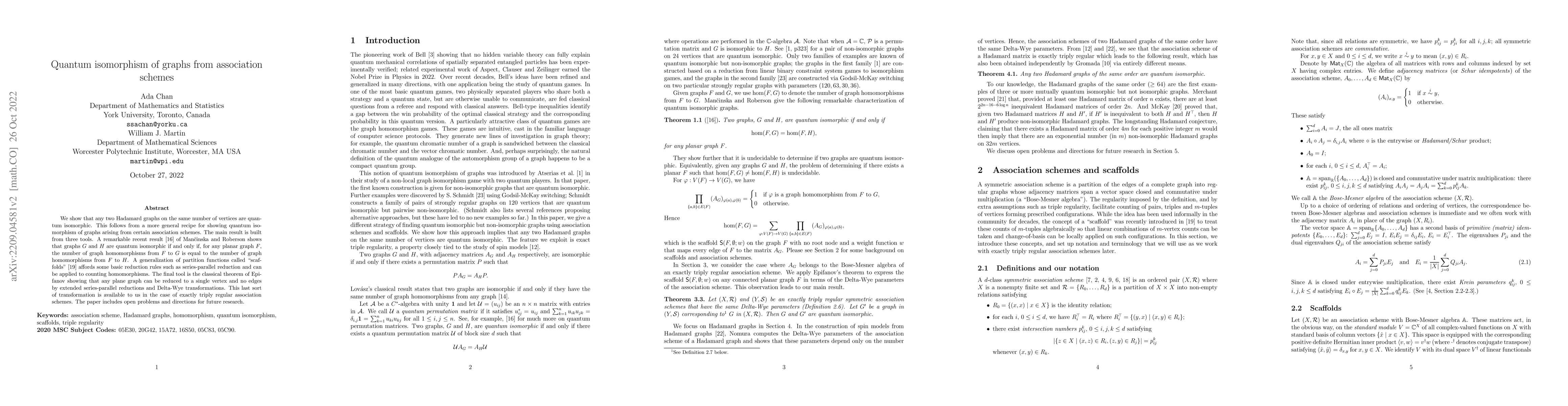 Thumbnail for Quantum isomorphism of graphs from association schemes