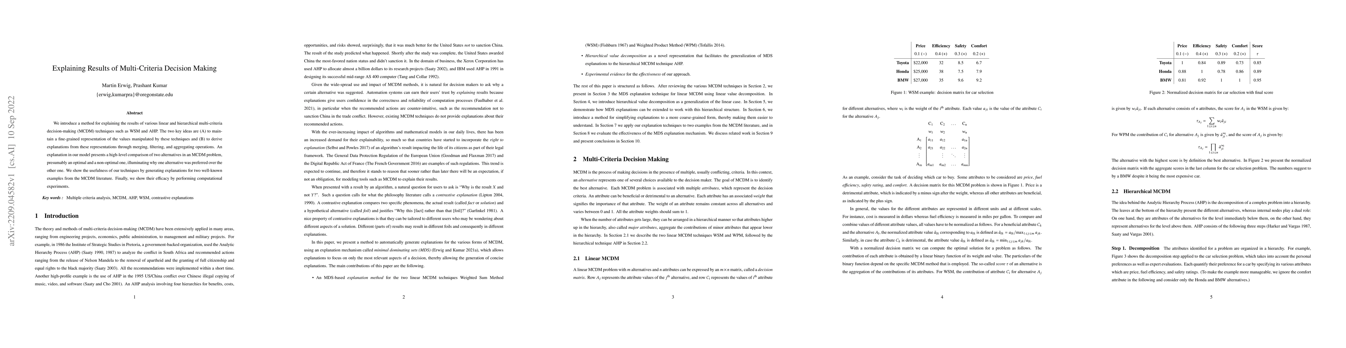 Thumbnail for Explaining Results of Multi-Criteria Decision Making