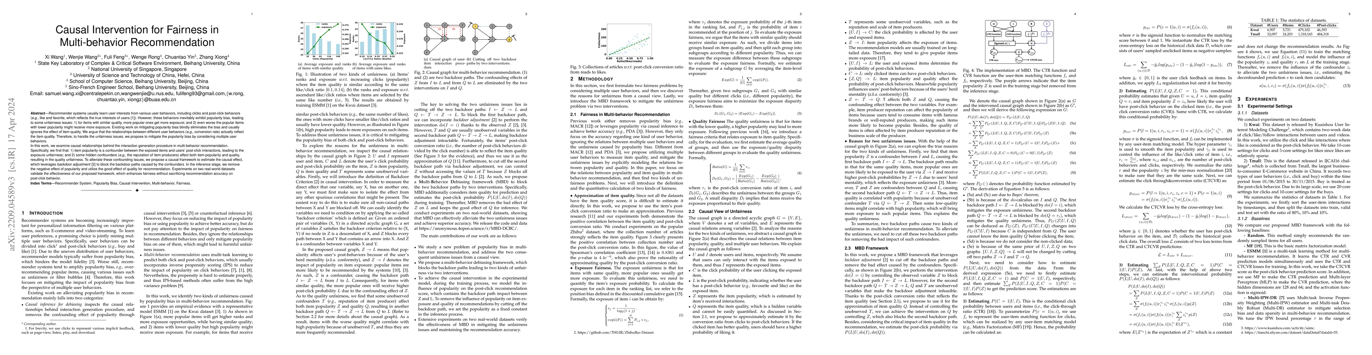 Thumbnail for Causal Intervention for Fairness in Multi-behavior Recommendation