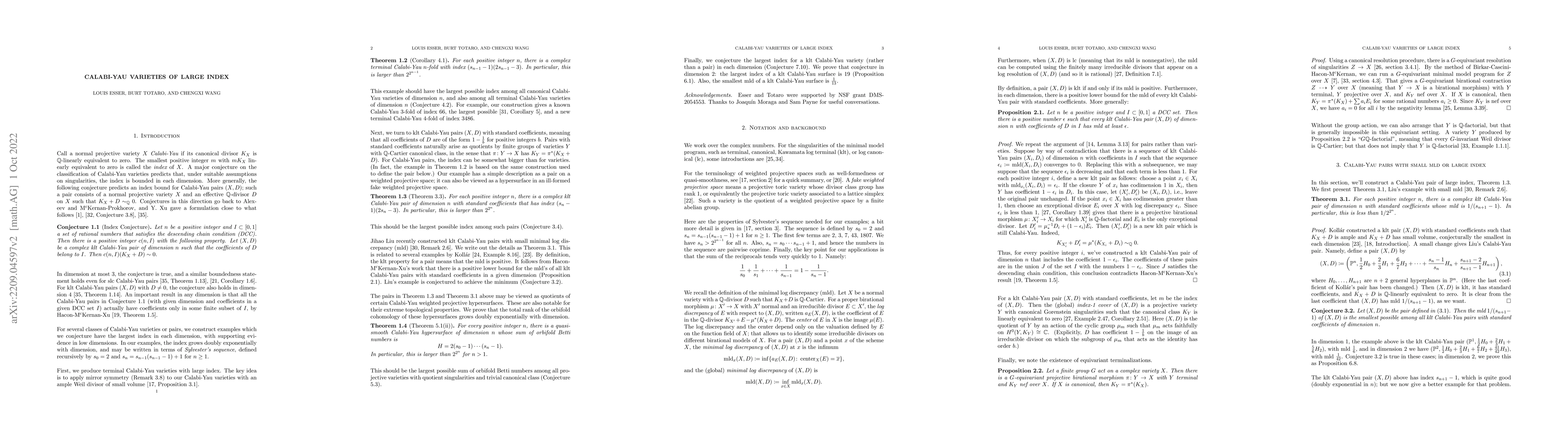 Thumbnail for Calabi-Yau varieties of large index
