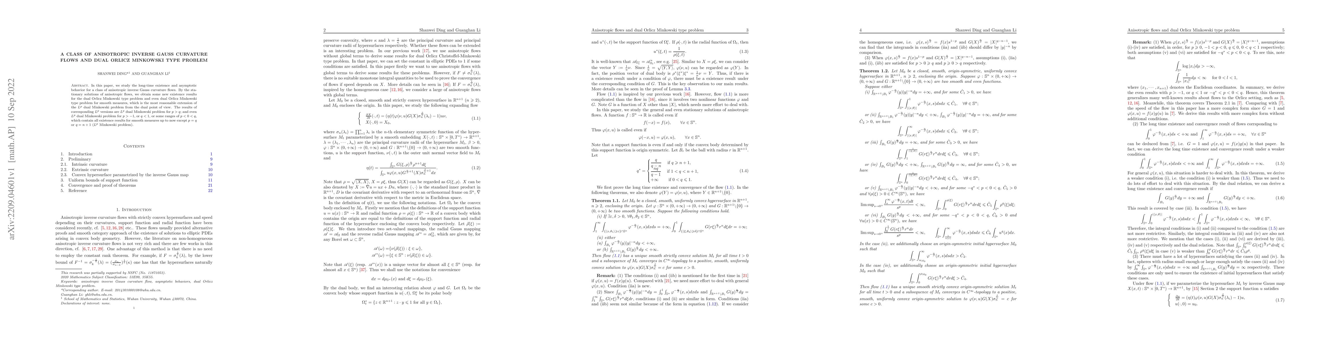 Thumbnail for A class of anisotropic inverse Gauss curvature flows and dual Orlicz
  Minkowski type problem
